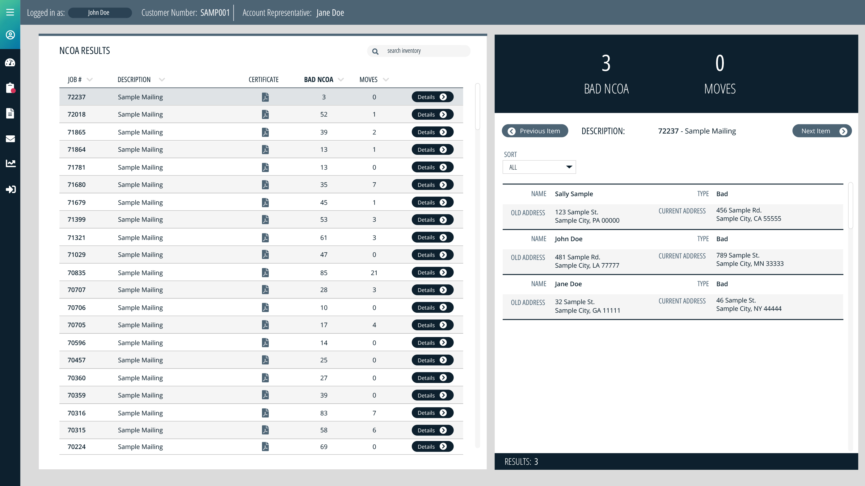 Data Dragon template components with options selected. Information has been modified to protect customer identity.