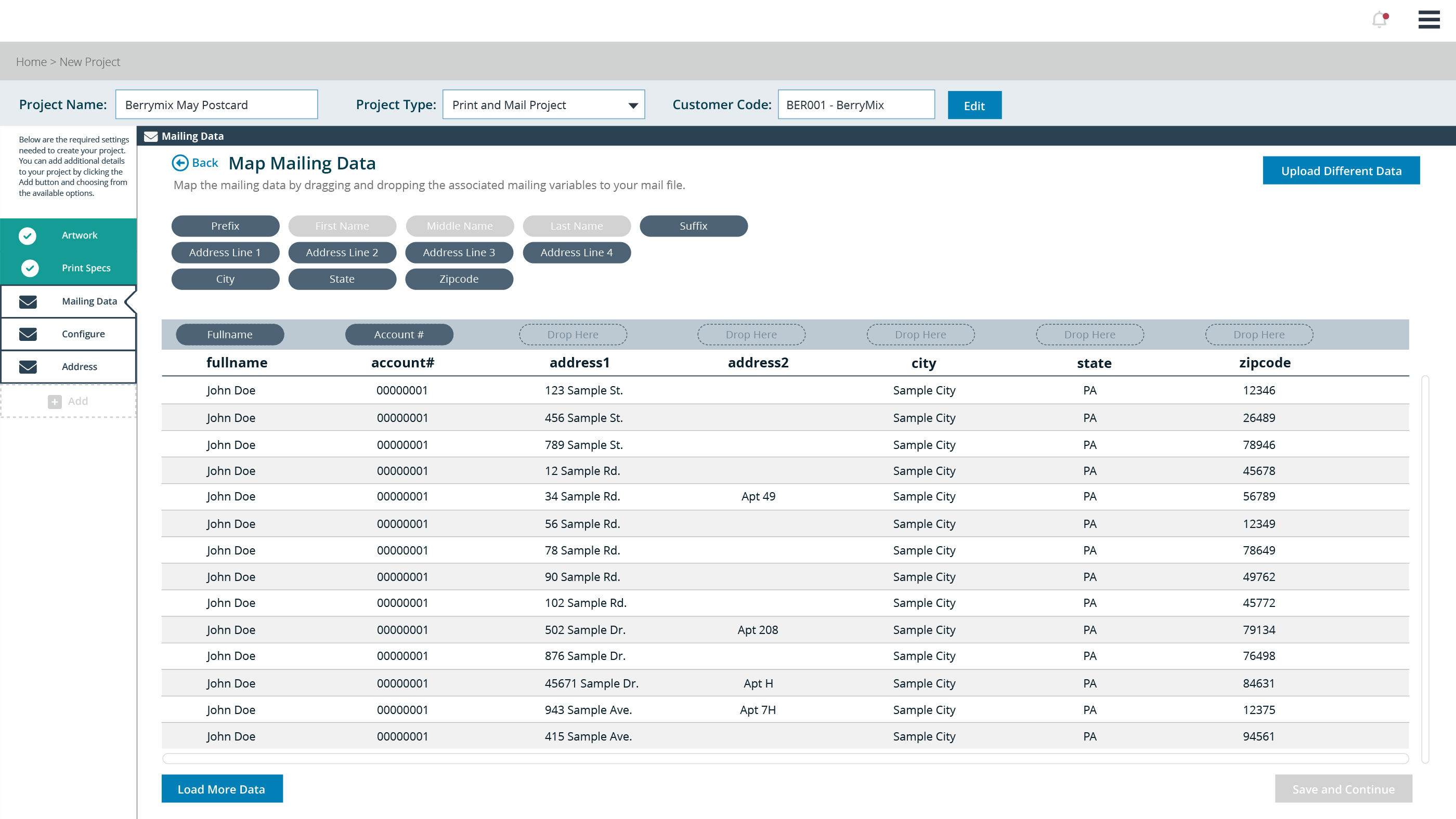 Client portal proofing process with annotations. Information has been modified to protect customer identity.